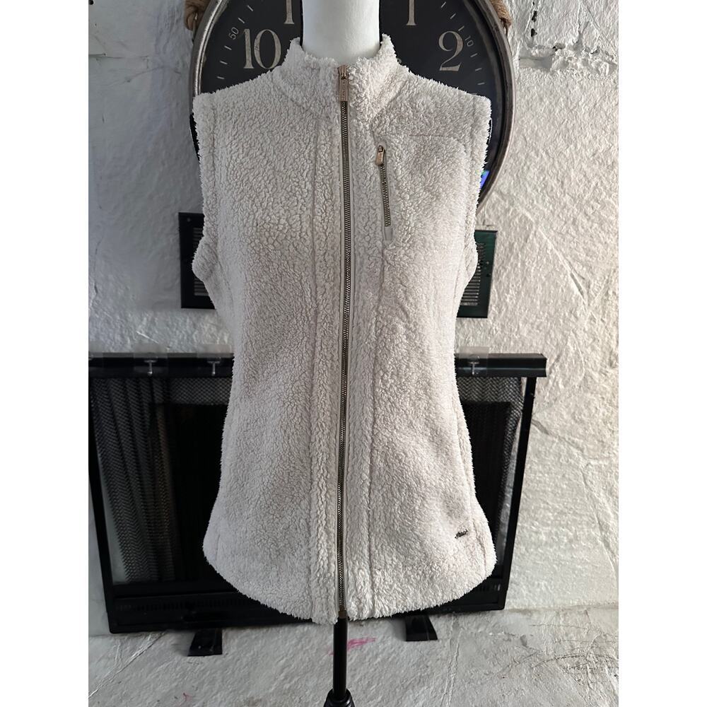 Calvin Klein Jacket Vest Faux Fur Soft White Size Medium